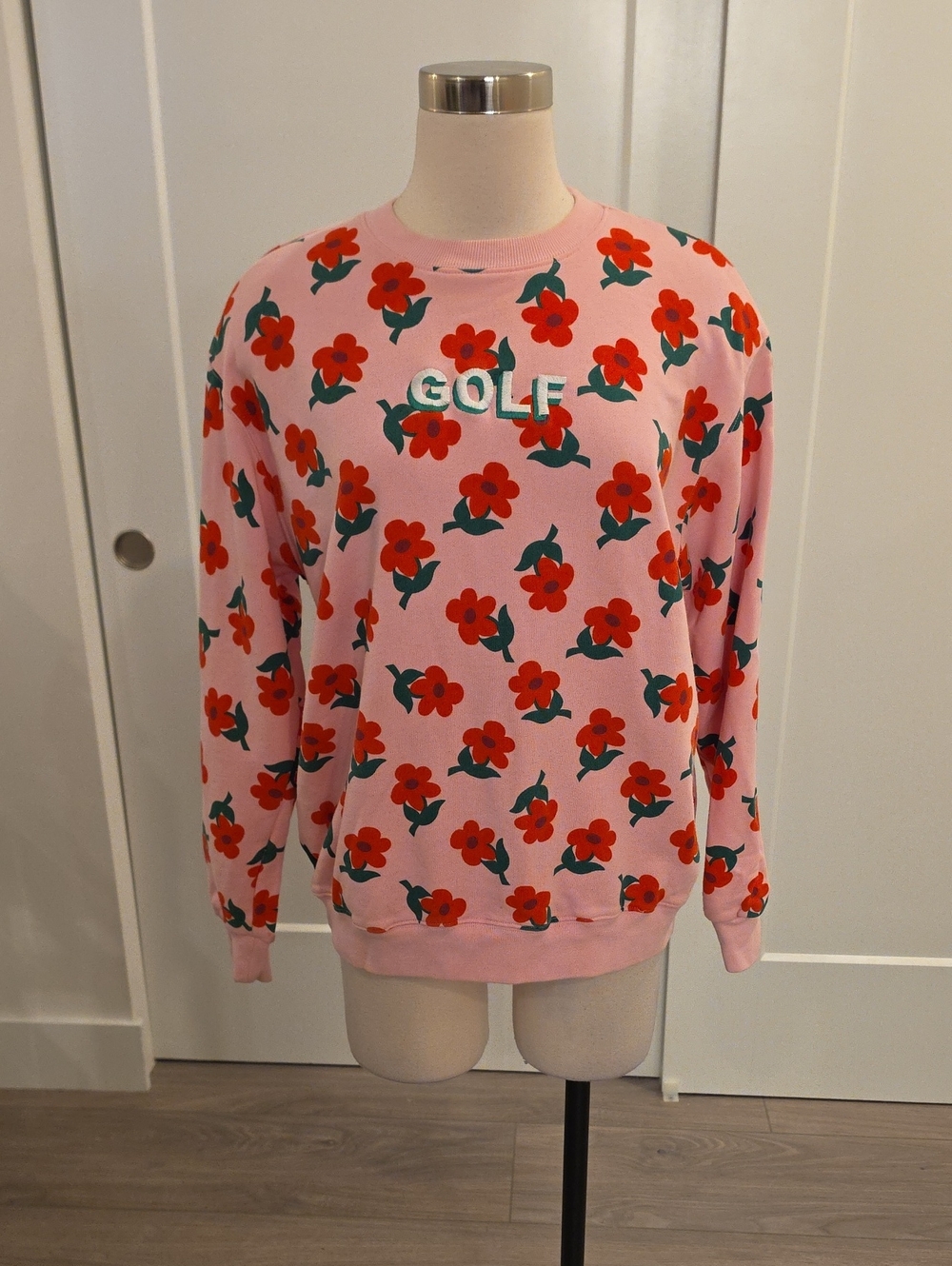 Golf Wang Pink Crewneck with Red Floral Print size M new without tags